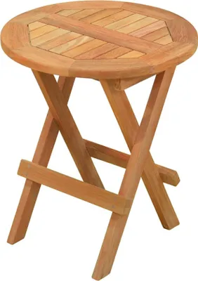 Produktbild von Klapptisch Teak Beistelltisch Capri rund Gartentisch klappbar Balkontisch 40 cm  als wetterfester Ablagetisch aus Teakholz