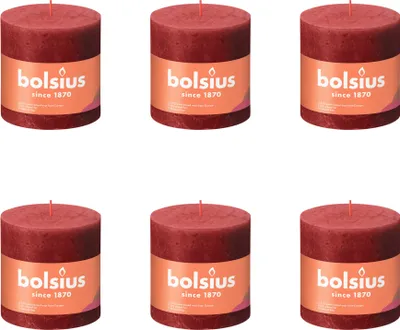 Zdjęcie produktu dla Bolsius - Rustykalna świeca filarowa - 100/100 - 1 sztuka w opakowaniu - Delikatna czerwień - Opakowanie wartościowe - 6 sztuk