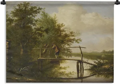 Produktbild von MuchoWow® Wandteppich Wandbehang Landschaft - Gemälde von G.J.J Van Os 150x112.50 cm Tapisserie Dekoration Wandtuch - Wanddecke - Wandteppiche