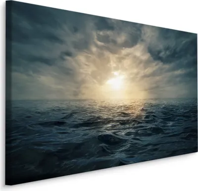 Produktbild von Fabelhafte Canvas LEINWAND BILDER 90x60 cm XXL Kunstdruck Meer Sonne Abend Wellen