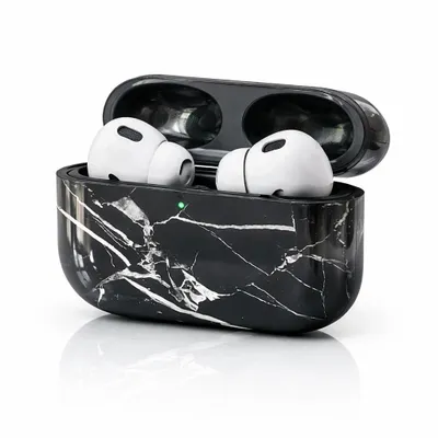 Produktbild von Hülle für Apple AirPods Pro 3. Generation – Schutzhülle Case Marmor Design hochwertig stoßfest kratzfest passgenau Ladeanschlussöffnung - Schwarz/Weiß