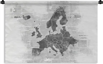 Produktbild von MuchoWow® Wandteppich Wandbehang Eurocard auf Zeitungspapier - schwarz und weiß 60x40 cm Tapisserie Dekoration Wandtuch - Wanddekorationen
