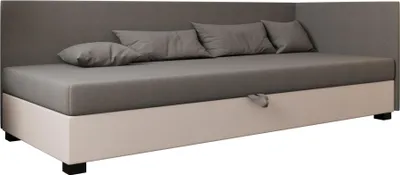 Produktbild von AURA SOFA  Boxspringbett TILIA  PLUS 80x195 Komplett-Set mit Bonell Matratze, Polsterbett mit Bettkästen - Hellbeige/Grau, SAWANA 01/21