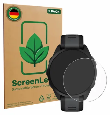 Produktbild von 2x ScreenLeaf Schutzfolie für Garmin Forerunner 165 Music nachhaltiger Displayschutz Display Schutz Folie Klar Transparent