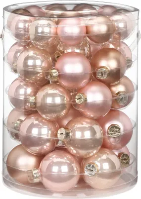 Produktbild von Weihnachtskugeln Glas 4-6cm Mix 44er Set - Pearly Rose