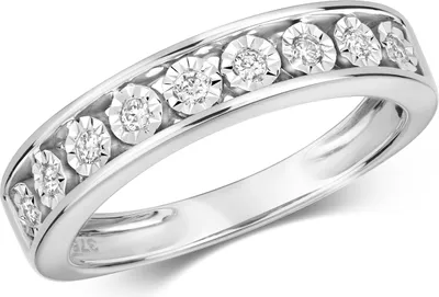 Produktbild von Funkelndes Feuer 9 Karat (375) Weißgold Halb Eternity Damen - Diamant Ring Brillant-Schliff 0.10 Karat H - I1 I2, 54 (17.2); TRS319709KWRSN