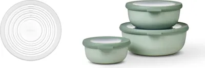 Produktbild von Mepal - Mikrowellengeschir set 3 teilig mit Mikrowellen-Abdeckung Cirqula - Mikrowellen Geschir - Geeignet für Kuhlschrank, Gefrierschrank & Mikrowellengeschirr - 2,35 l - Nordic sage