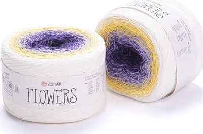 Produktbild von Garn „Flowers“ – 250 g, 1000 m – Weiß, Violett