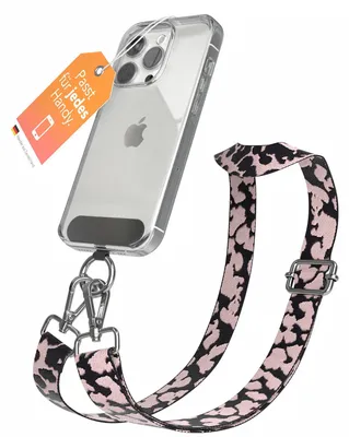 Produktbild von EAZY CASE - Handykette Universal Pad zum Umhängen, kompatibel mit jedem Handy, Kette mit Hülle, Handyband Camouflage Style in Rosa