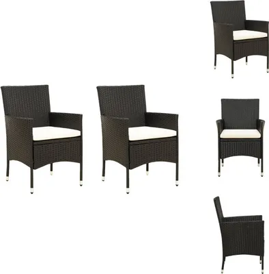 Produktbild von vidaXL Gartenstühle mit Kissen 2 Stk. Poly Rattan Schwarz -  Gartenstühle