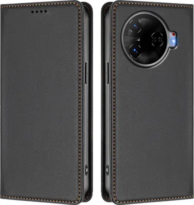Image de Étui en cuir pour Tecno Camon 30 Pro 5G, étui à rabat magnétique en cuirPolyuréthaneavec support, noir