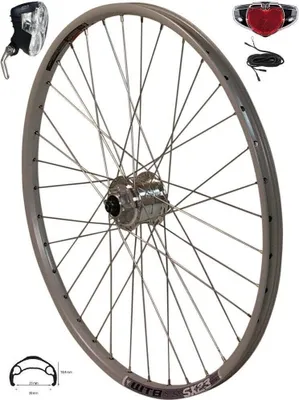Produktbild von REDONDO 27,5 Zoll Vorderrad Felge Shimano Nabendynamo AXA Scheinwerfer Rücklicht