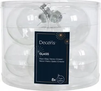 Productafbeelding van Kerstbal glas d7 cm transparant/irs 8st Decoris