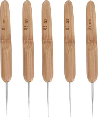 Produktbild von Dreadlock-Häkelnadeln 0,5 mm - Set von 5 Stück, einzelne Häkelnadeln zum Stricken und Haarstyling