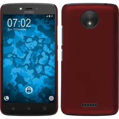 Produktbild von PhoneNatic Case kompatibel mit Lenovo Moto C Plus - Hülle rot gummiert Hard-case + 2 Schutzfolien