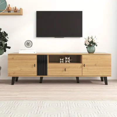 Immagine prodotto di Mobile TV - Mobile TV con ante - Mobile TV - Basso mobile TV - Mobile TV con cassetti - Larghezza 170 cm - Legno e vetro