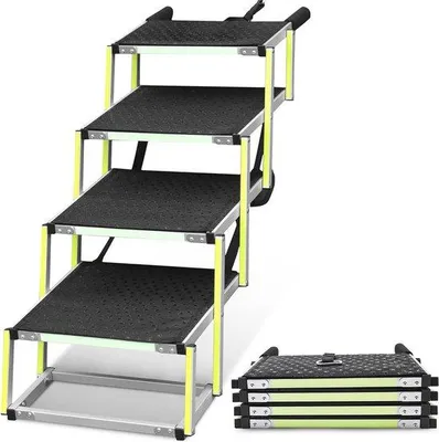 Produktbild von Famanu Hundetreppe Auto mit Antislip und Sicherheitsmarkierung - Faltbare Laufhilfe