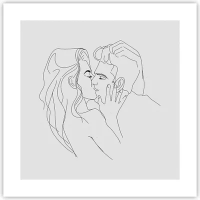 Produktbild von Poster - Poster ohne Rahmen - Kuss Paar Skizze - 40x40 cm - Wand Bild - Wanddeko - Wandbilder - Kunstposter - Wandposter - Bilder - Kunstdruck - Wanddekoration - Wandbild - P2XAC40x40-4434