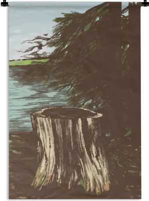 Produktbild von MuchoWow® Wandteppich Wandbehang Baum - Meer - Illustration 60x90 cm Tapisserie Dekoration Wandtuch - Foto-Teppich - Abwaschbar