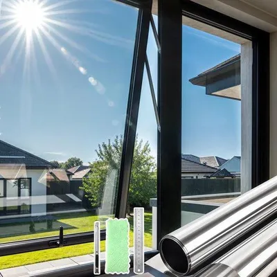 Produktbild von Raumfolie, Sichtschutzfolie, 90 x 200 cm - reflektierend - statische Haftung - Schutz vor Einblick