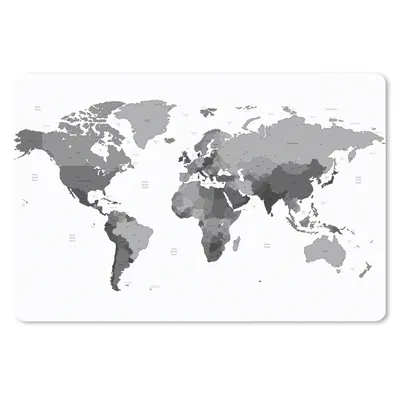 Produktbild von MuchoWow® Mauspad Mousepad Weltkarte auf weißem Hintergrund - schwarz und weiß 27x18 cm - Mousepads - Maus Mat - Pad - Mausunterlage - Büroartikel - Desk Matten