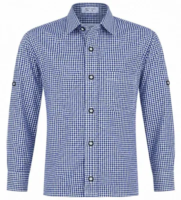 Produktbild von Isar-Trachten Kinder Trachtenhemd "Dominik" 48300 | Marineblau Kariert Größe: 176