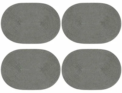 Produktbild von Platzset 4er Set Grau oval 45x30 cm Platzdeckchen Tischset geflochtene Optik
