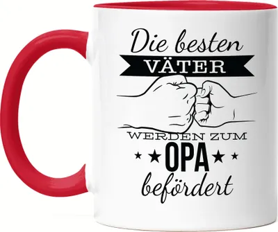 Produktbild von Nur Die Besten Papas Werden Zum Opa Befördert Tasse Rot Ankündigung Enkelkinder Du Wirst Opa