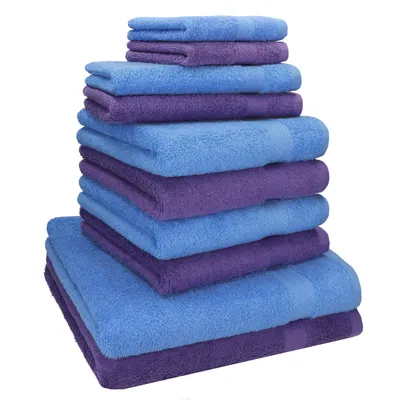 Produktbild von Betz 10-tlg. Handtuch-Set PREMIUM CLASSIC 2 Duschtücher 4 Handtücher 2 Gästetücher 2 Seiftücher Farbe: lila & hellblau