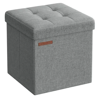 Produktbild von SONGMICS 30 cm Sitzbank mit Stauraum, klappbare Sitztruhe, Aufbewahrungsbox, Fußbank, hellgrau