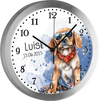 Produktbild von Kinderzimmer Funkwanduhr, Funkuhr Wanduhr Kinder, Hund 25 cm