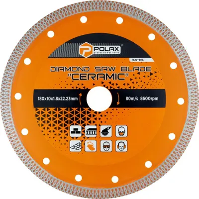 Zdjęcie produktu dla Tarcza diamentowa do cięcia płytek Ceramic 180x10x1.8x22.23mm Polax