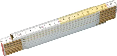 Productafbeelding van Meetlint, wit-geel, hout, 2 meter, SB