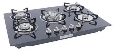 Productafbeelding van Gasfornuis, 5 branders, gehard glasoppervlak, zwart