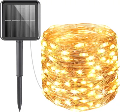 Immagine prodotto di BRAINZAP LED catena luminosa a filo solare IP65 giardino esterno 22m bianco caldo festa Natale 200 LED