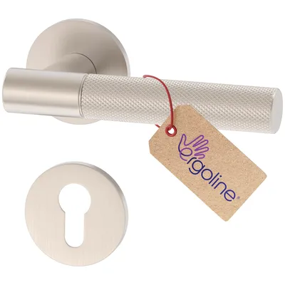Produktbild von ERGO line Silber Türbeschlag LEA Profilzylinder, Türbeschlag mit gerändeltem Griff; Matt Vernickelt, Türgriff; Türklinke; Türdrücker