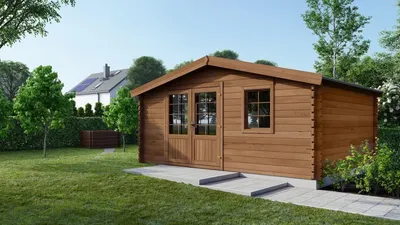 Immagine prodotto di Casetta da giardino in legno - 12m2 - 4x3m - impregnata - 28mm - colore: marrone