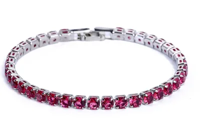 Produktbild von Schickes Armband mit Strass, zart, exquisit, mehrfarbig, glitzernd, hinreißendes Tennis-Armband, Damen-Handgelenkschmuck für Damen-Rosenrot