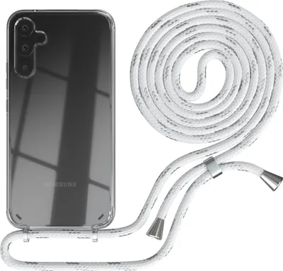 Produktbild von EAZY CASE Handykette kompatibel mit Samsung Galaxy A34, Handyhülle mit Umhängeband, Handykordel, Schutzhülle Clear, Band in Weiß