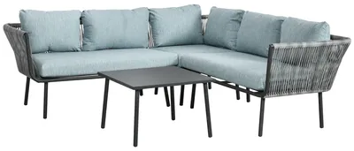 Produktbild von Outsunny 4 tlg. Rattan Gartenmöbel-Set, Sitzgarnitur mit Kissen für Balkon Alu