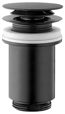 Productafbeelding van Omp-Tea afvoerset voor wastafel, 5/4 inch, klik-klak, grote afsluitprop, maximaal 80 mm, mat zwart