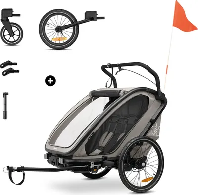 Produktbild von Hauck Fahrradanhänger Bike N Walk Duo Light Grey