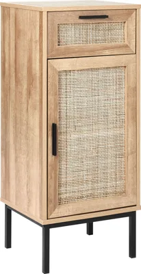 Obrázek produktu pro BELIANI Koupelnová skříňka světlá dřevotříska ratanový výplet 40 x 92 cm boho design