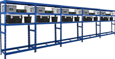 Produktbild von Mega Deal | 5x Reifenregal Tiger | HxBxT 180x120x40 cm | bis zu 6 Reifen auf 1 Ebene | mit 3 Fachboden | Blau