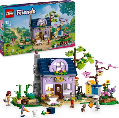 Produktbild von LEGO Friends Haus und Blumengarten der Imker, Bauset, Natur-Spielset, Geschenk für Mädchen ab 12 Jahren, Set mit baubarem Modell, 4 Minifiguren und Tierfiguren, Katze und Hase 42669