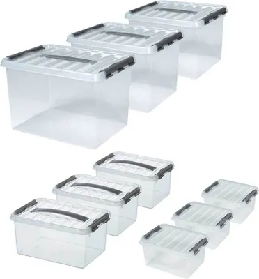 Produktbild von BRB Sparset, 9x Clipbox mit Deckel, transparent, lebensmittelecht, 3X 2 Liter, 3X 6 Liter, 3X 22 Liter