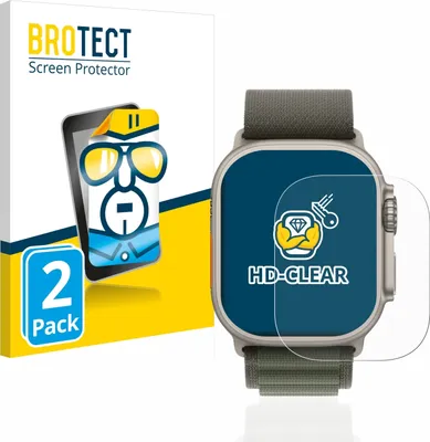Produktbild von 2x Für Apple Watch Ultra (49 mm) Schutzfolie BROTECT Displayschutz Display Schutz Folie Klar Transparent