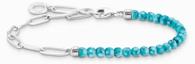 Produktbild von Thomas Sabo Charm Armband Damen 925 Sterlingsilber mit Türkisen Beads A2099-404-17-L14