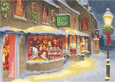 Produktbild von Heritage Kreuzstich Set Zählstoff "Weihnachtsspielzeugladen (L)", Zählmuster, JCTS1268-E, 31x22cm