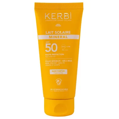 Image de Lait solaire SPF50 - 100 g - Sans parfum - Dès 6mois KERBI